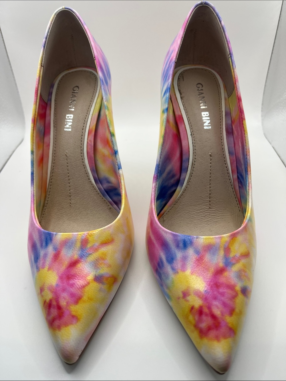 Gianni Bini Multicolor Tie-Dye Pointed Toe Pumps - Pink/Yellow/Blue
